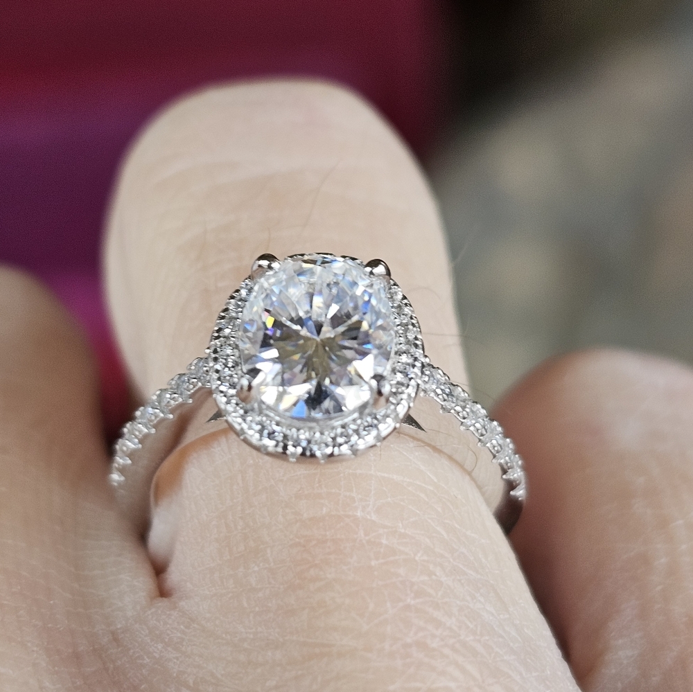 Certified GRA Moissanite Ring 18k White Gold over Sterling Silver Sz 8! … - Picture 16 of 17